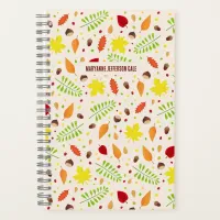 Cute fall pattern with colorful leaves and nuts notebook