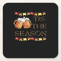 Tis The Season Oktoberfest Fun Beer Festival Fall  Square Paper Coaster