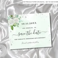 Budget birthday party floral green save the date 