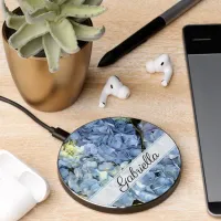 Light Blue Hydrangea Flowers Wireless Charger