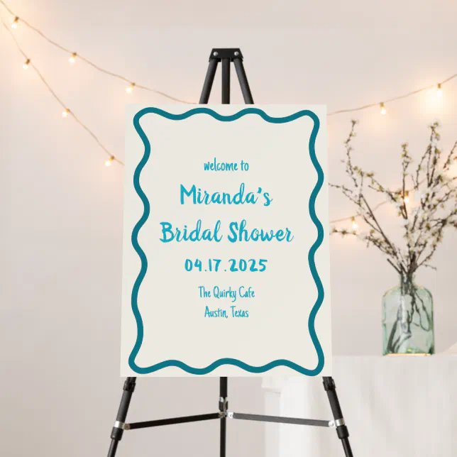 Hand Drawn Wavy Border Bridal Shower Welcome Sign