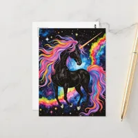 A Beautiful Black Unicorn  Postcard