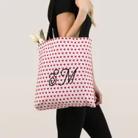 Mongram Red Heart Girly Balloon White All Print Tote Bag