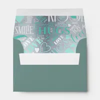 Hugs and Kisses Word Cloud Teal ID286 Envelope