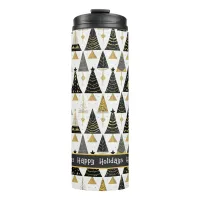 Black Gold Christmas Merry Pattern#25 ID1009 Thermal Tumbler