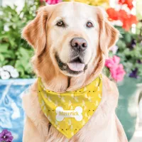 Yellow Bananas Cute Dog Bone Custom Name Pet Bandana Collar