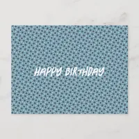 Happy Birthday Abstract Black and Blue Pattern Postcard