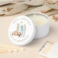 Minimalist Nativity Scene Merry Christmas Name Mini Candle Favors