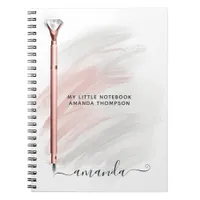 Rose Gold Diamond Pen Personalized Notebook