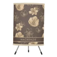 Romantic Boho Gold Foil Floral Pattern Tripod Lamp