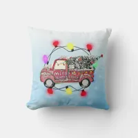 Merry Christmas Antique Truck with Christmas Tree Throw Pillow