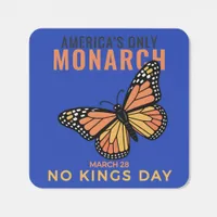 No Kings Day Monarch Butterfly Democratic Blue Square Sticker