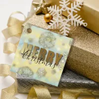 Shiny Filigree Snowflakes Gold Merry Christmas
