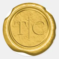 Faux Wax Wedding Initials Gold ID954 Classic Round Sticker