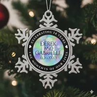 Elegant 14th Opal Wedding Anniversary Celebration Snowflake Pewter Christmas Ornament
