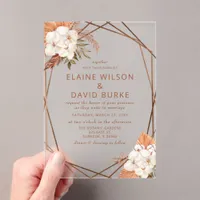 Terracotta Boho Pampas Wedding Acrylic Invitations