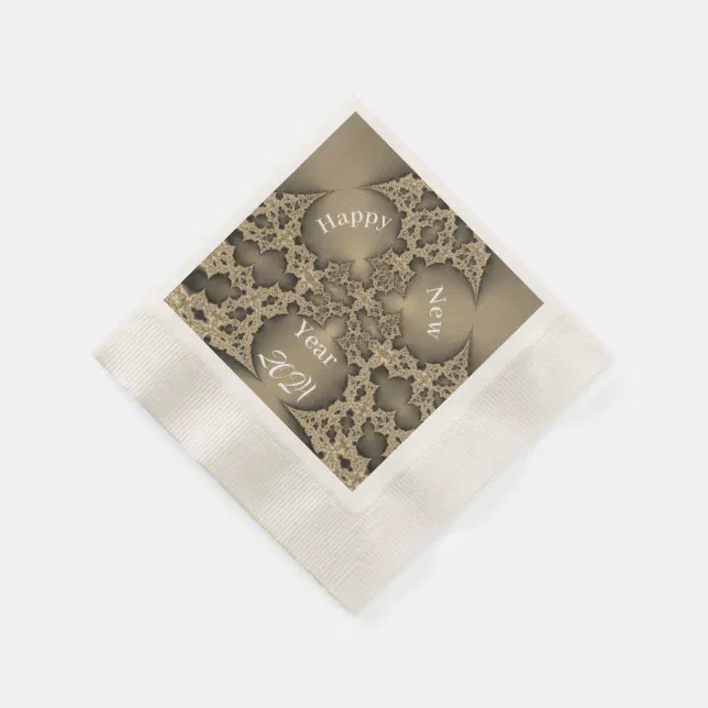 Happy New Year - golden fractal Napkins