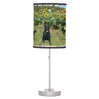 Black German Shepherd with Sunflowers & Toys Table Lamp