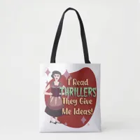 Snarky Thriller Genre Reader Retro Housewife Tote Bag