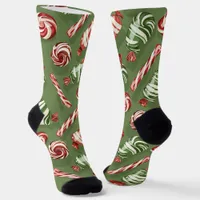 Green Christmas Candy Socks