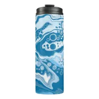 Blue Digital Pour Painting Fluid Art Marble  Thermal Tumbler
