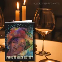Pround of Black History Woman Portrait Watercolor  Holiday Card