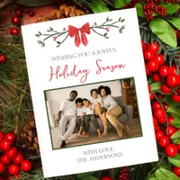 Personalized Holiday Family Photo Card with Bow