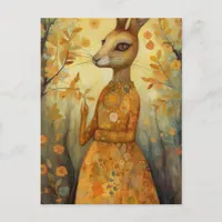 Rabbit in a floral dress postcard