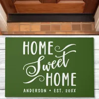 Home Sweet Home Rustic Modern Green Family Doormat