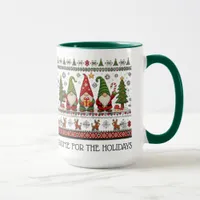 Funny Colorful Pixelated Gnome for the Holidays Mug