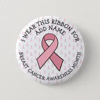 Personalized Pink Breast Cancer Awareness Button