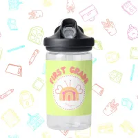 Personalized First Grade Rainbow Water Bottle 