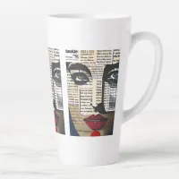 Abstract Art | Lady's Face Digital Text Art Latte Mug