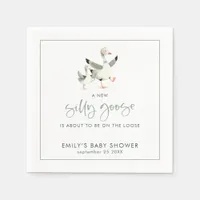 Cute Silly Goose About to Be on Loose Baby Shower Napkins