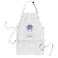 Cute pretty girl blue watercolor roses-Floral Adult Apron