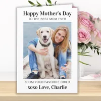 Modern Mother's Day Simple Pet Dog Custom Photo  Holiday Card