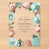 Soft Peach & Mint Modern Botanical Wedding Acrylic Invitations