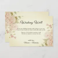 Blush Pink Rose Floral Retro Wedding Wishing Well Enclosure Card