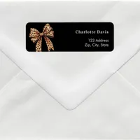 Black bow leopard return address  label