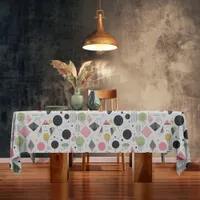 Retro Geometric Abstract Pat#2 Sage Pink ID1067 Tablecloth