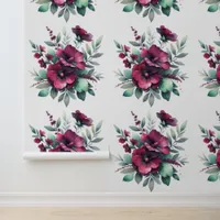 Pretty Burgundy Flowers and Sage Green Foliage  Wallpaper