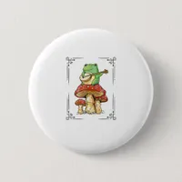 Mushroom Frog Goblincore Mycology Artistic Design Button