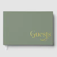 Elegant Modern Sage and Gold Wedding Foil Guest Book