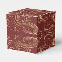 Burgundy and Gold Vintage Damask Favor Boxes