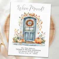 We've Moved Autumn Front Door New Address Moving Announcement Postcard