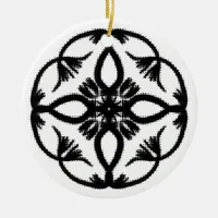 Black and White #19 Bloom Doodle Ceramic Ornament