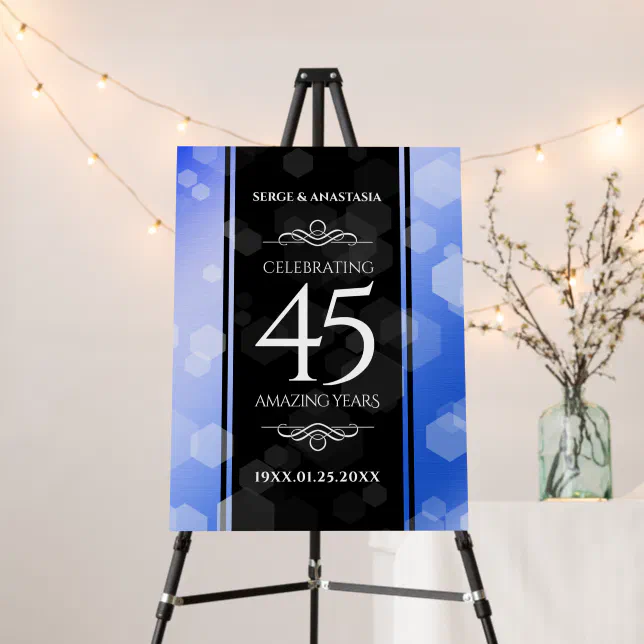 Elegant 45th Sapphire Wedding Anniversary Foam Board