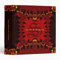 Regal Red Black Gold Lace Wedding Album 3 Ring Binder