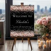 Birthday black rose gold welcome foam board