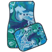 Blue and Green Marble Fluid Art  Car Floor Mat